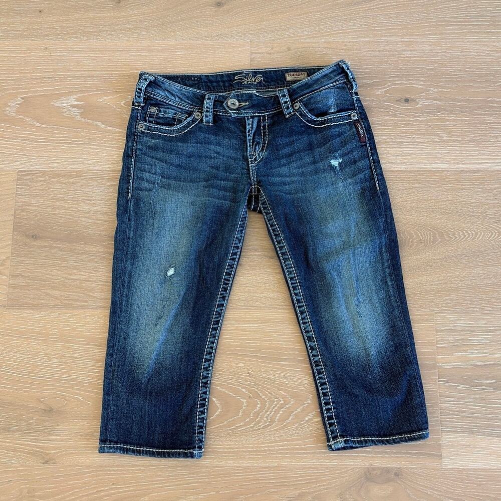 Silver Jeans Denim Capri Pants Low Rise Size S Blue